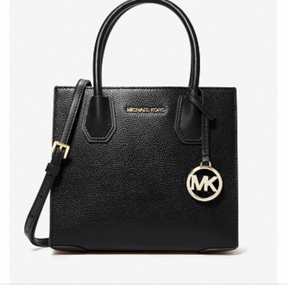 Michael Kors Black Mercer Satchel with Gold hardware